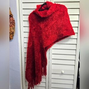 Red Fuzzy Assymetrical Coverup One Size